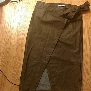 Brown wrap around pencil skirt